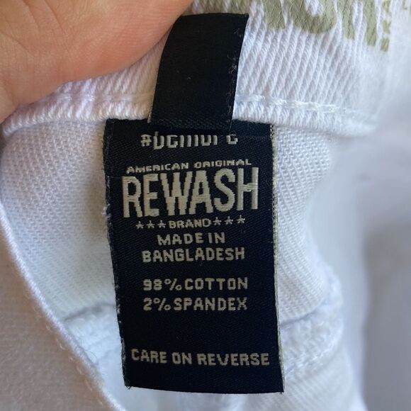 Rewash Brand Distressed Ripped Frayed Hem White Denim Shorts - Picture 6 of 7